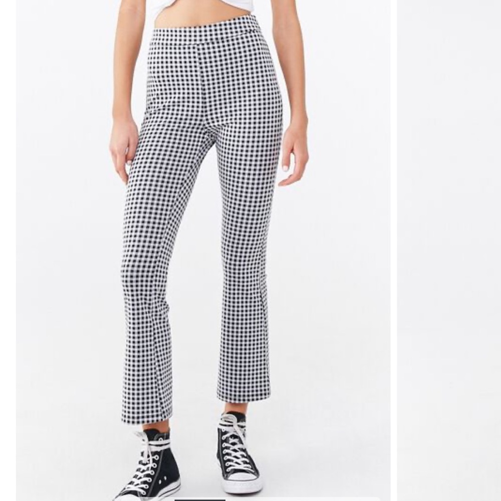Gingham print flare pants
